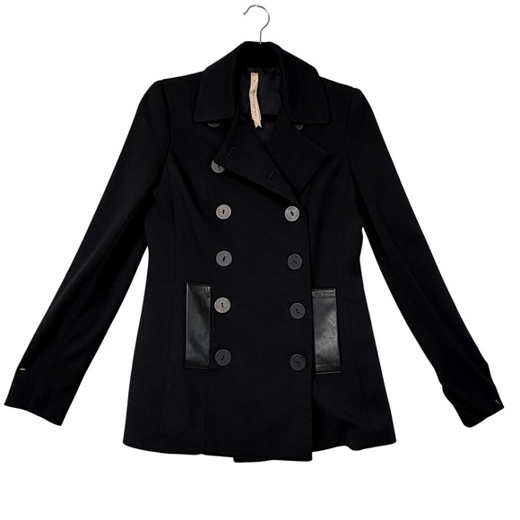 Bailey 44 Jackets & Blazers - BAILEY 44 Black Double‎ Breasted Faux Leather Trim Blazer Jacket Women's Small